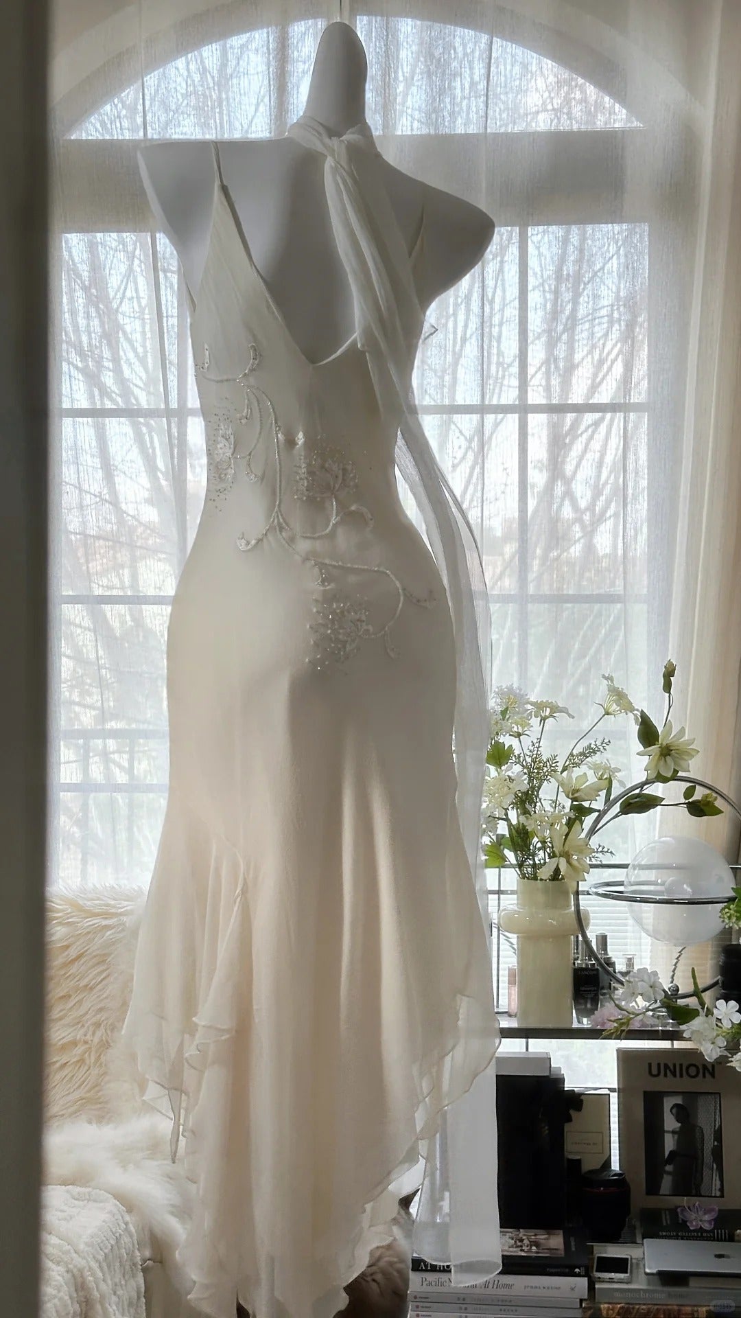 Pure and Elegant Chiffon Strap Beaded Mermaid Prom Dress P3292