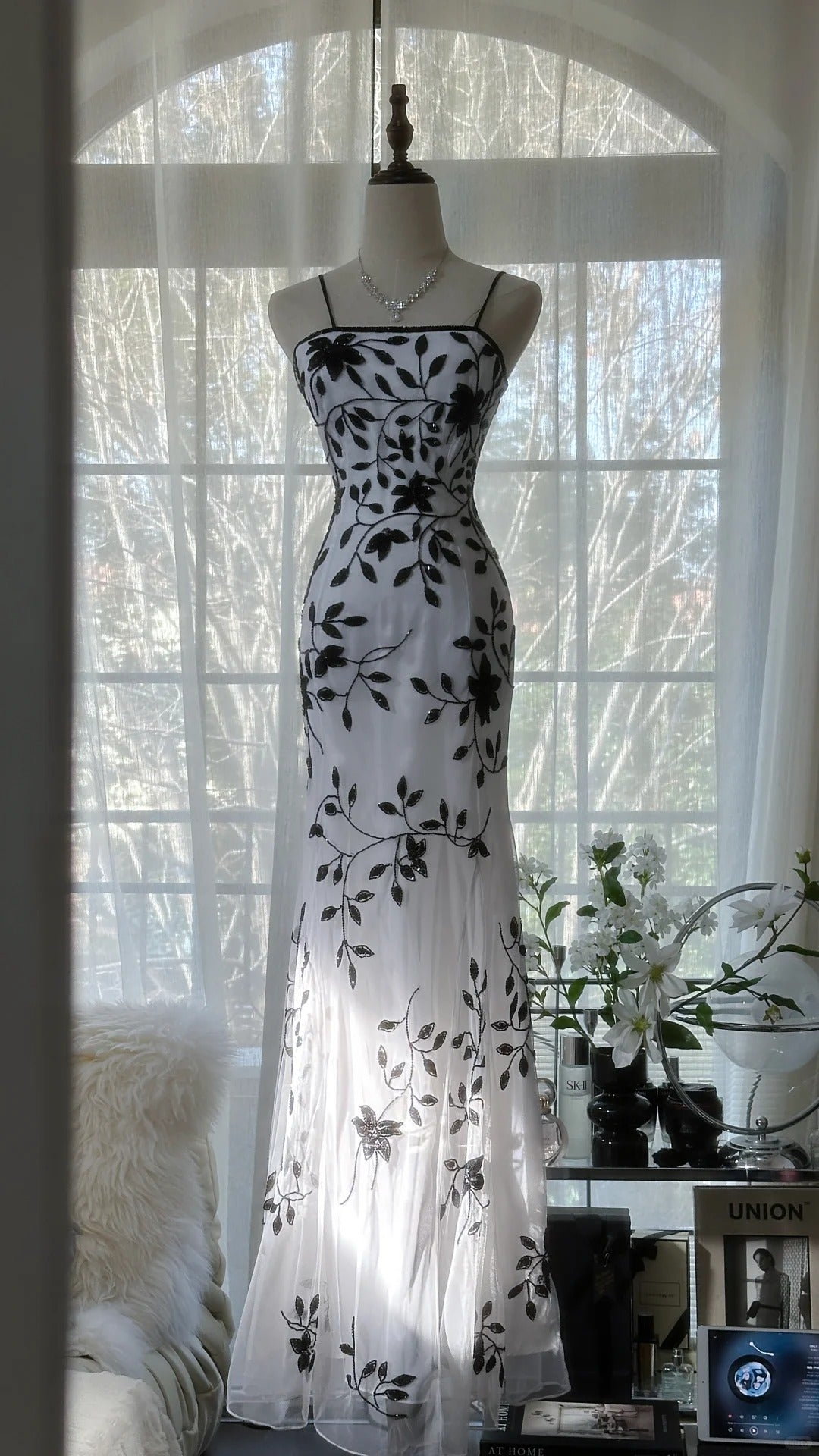 Vintage Bamboo Shadow Beaded Strap Chiffon Evening Gown Prom Dress P32 – PreppyDress