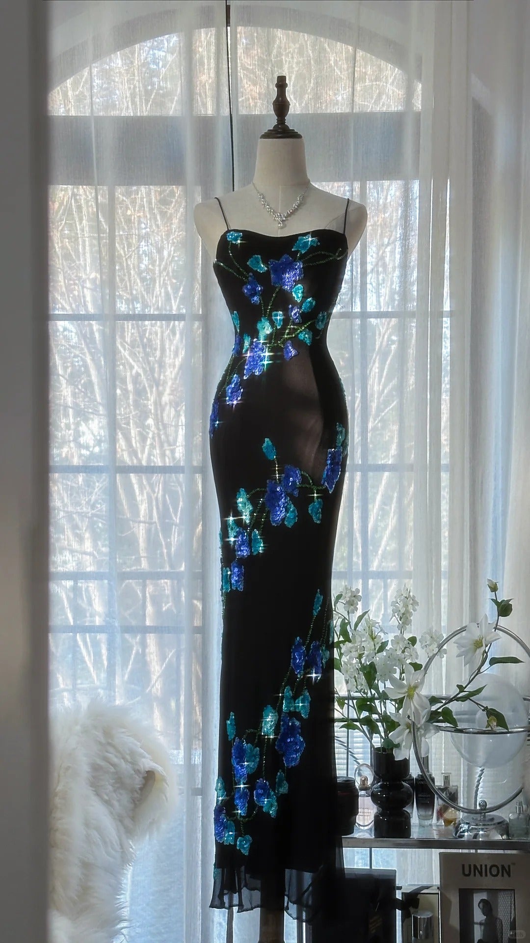 Vintage Black Chiffon Beaded Mermaid Evening Gown Prom Dress P3299 PreppyDress Vintage Black Chiffon Beaded Mermaid Evening Gown Prom Dress P3299 PreppyDress