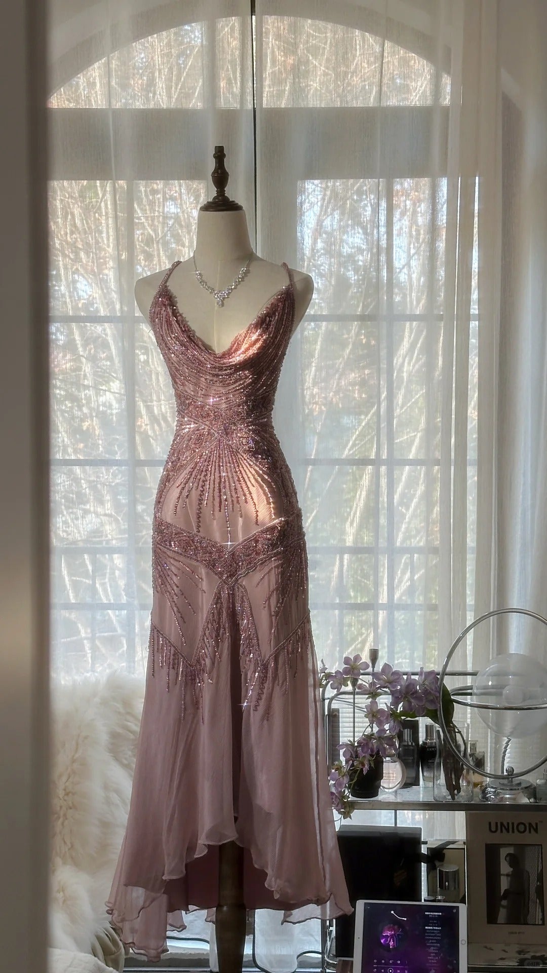 Stunning Purple Backless Beaded Chiffon Long Prom Dress P3323