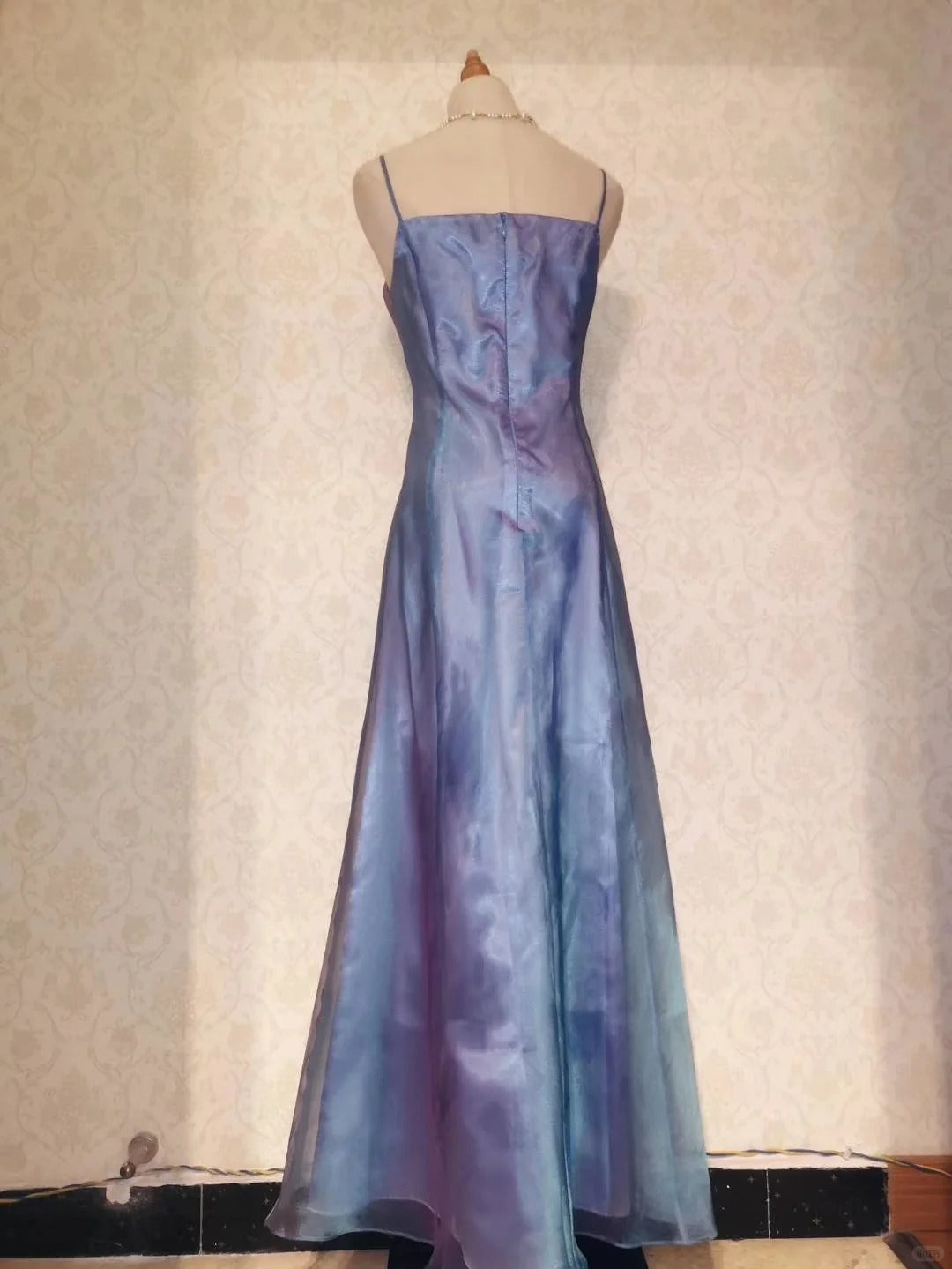 Flowing Bluish Purple Laser Long Prom Dress P3327