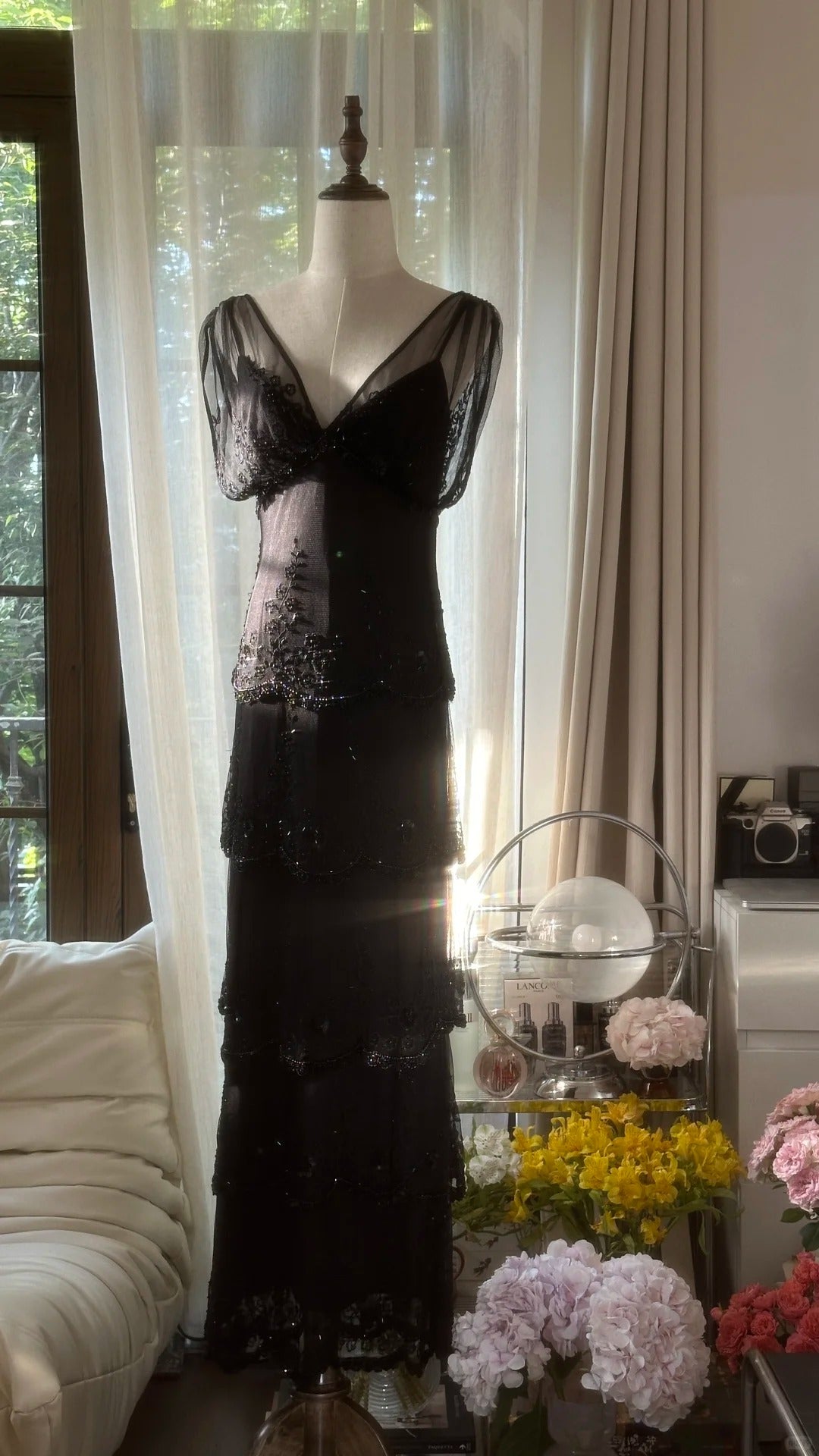 Elegant Black V-Neck Shoulder Beaded Chiffon Long Prom Dress P3347 PreppyDress Elegant Black V-Neck Shoulder Beaded Chiffon Long Prom Dress P3347 PreppyDress