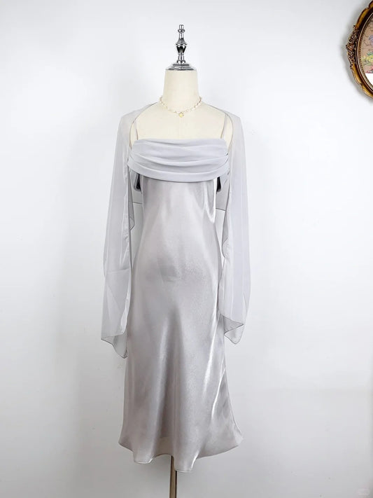 Simple And Elegant Gray Laser Material Homecoming Dress P3361