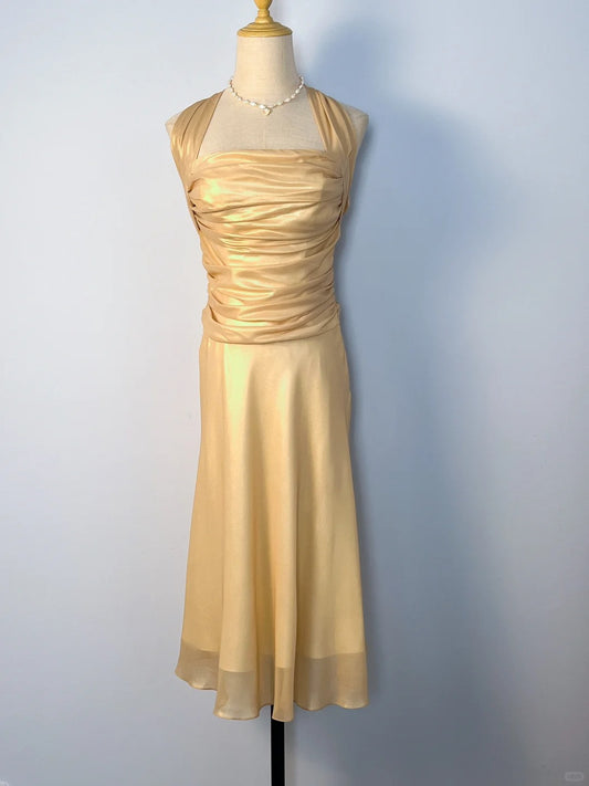 Stunning Champagne Halter Neck Sparkling Homecoming Dress P3367