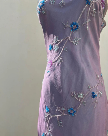 Charming Purple One-shoulder Beaded Slim-fitting Three-dimensional Carved Long Prom Dress P3390