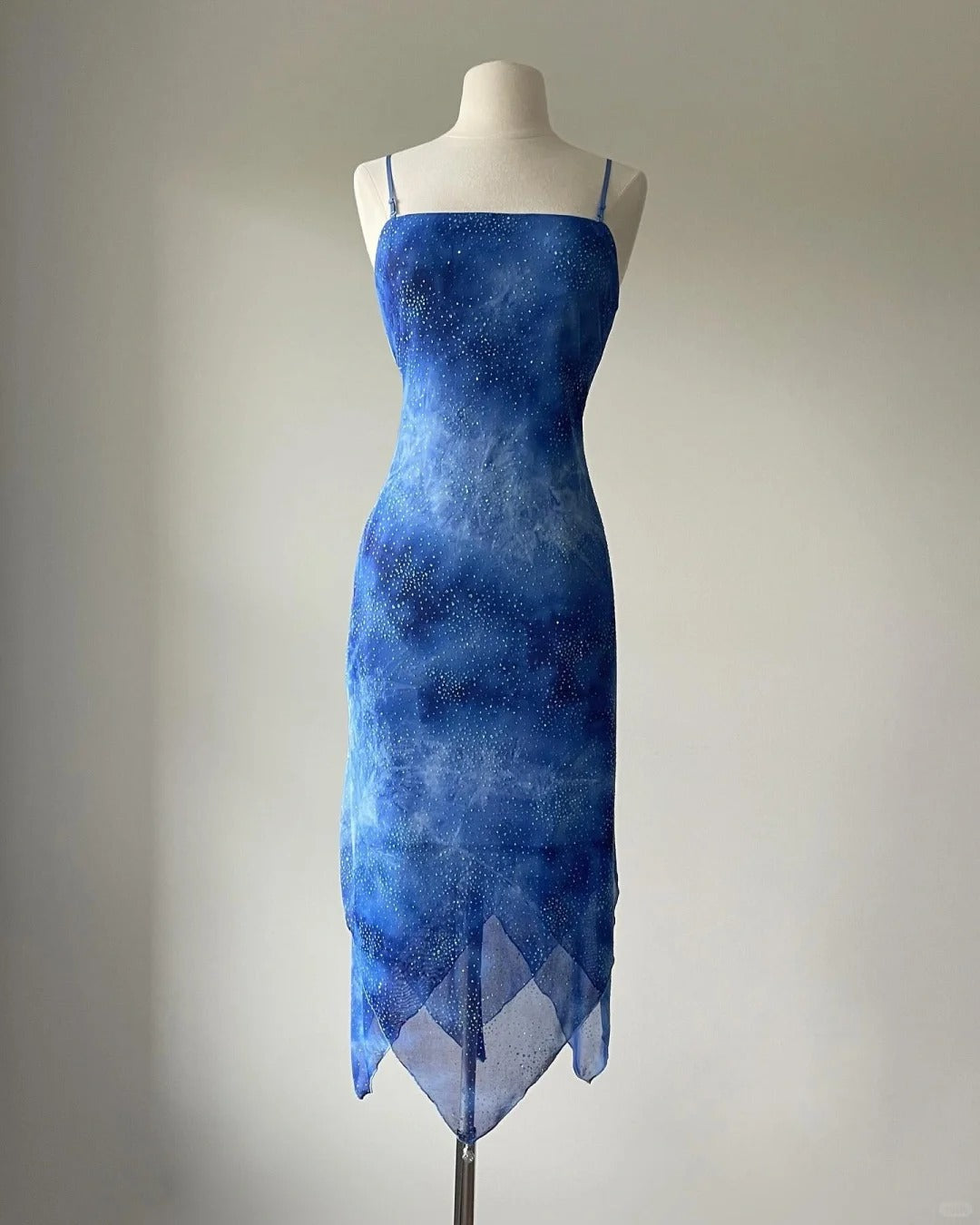 Stunning Blue Spaghetti Strap Beaded Fitted Prom Dress P3396 PreppyDress Stunning Blue Spaghetti Strap Beaded Fitted Prom Dress P3396 PreppyDress