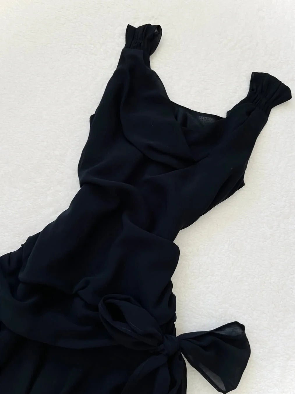 Cute Black Chiffon Strap Mini Homecoming Dress P3405