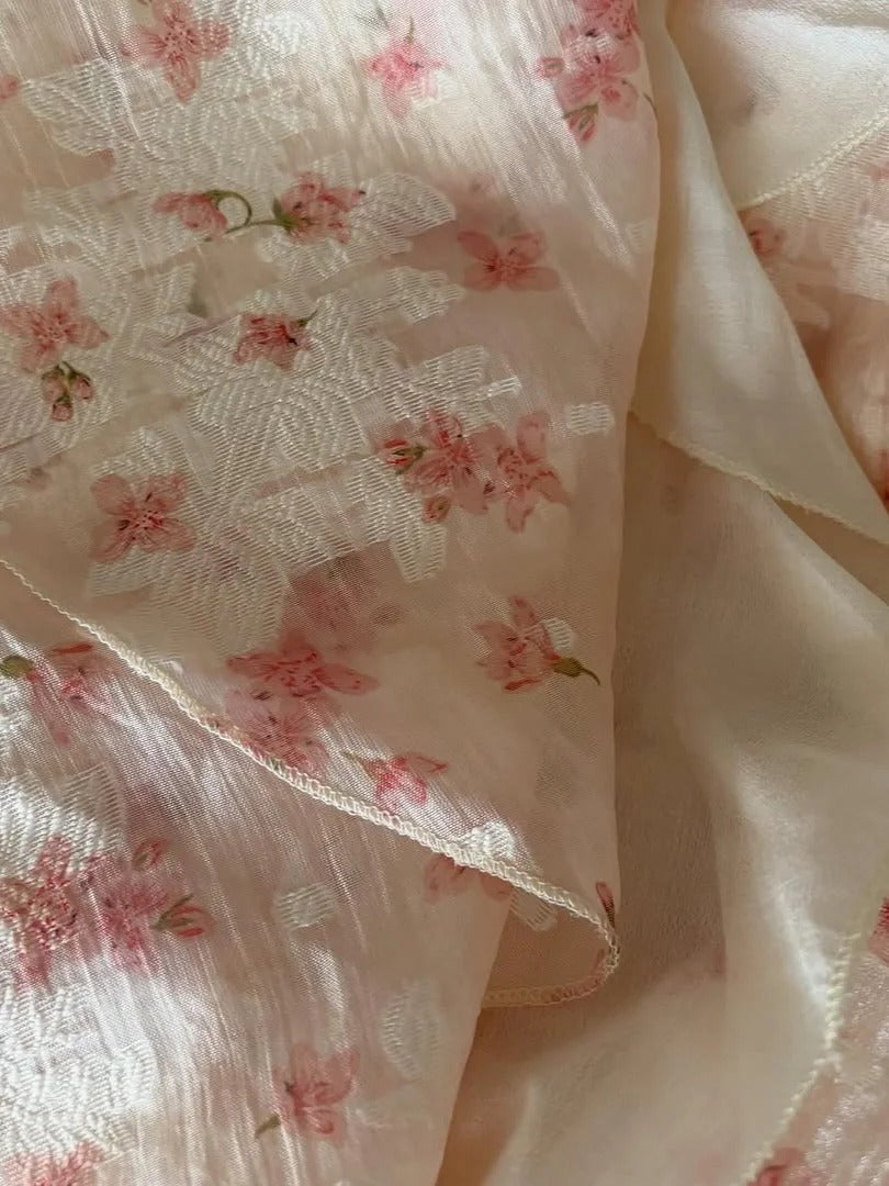 Pretty Pink Floral Chiffon Off-the-shoulder Irregular Hem Homecoming Dress P3407