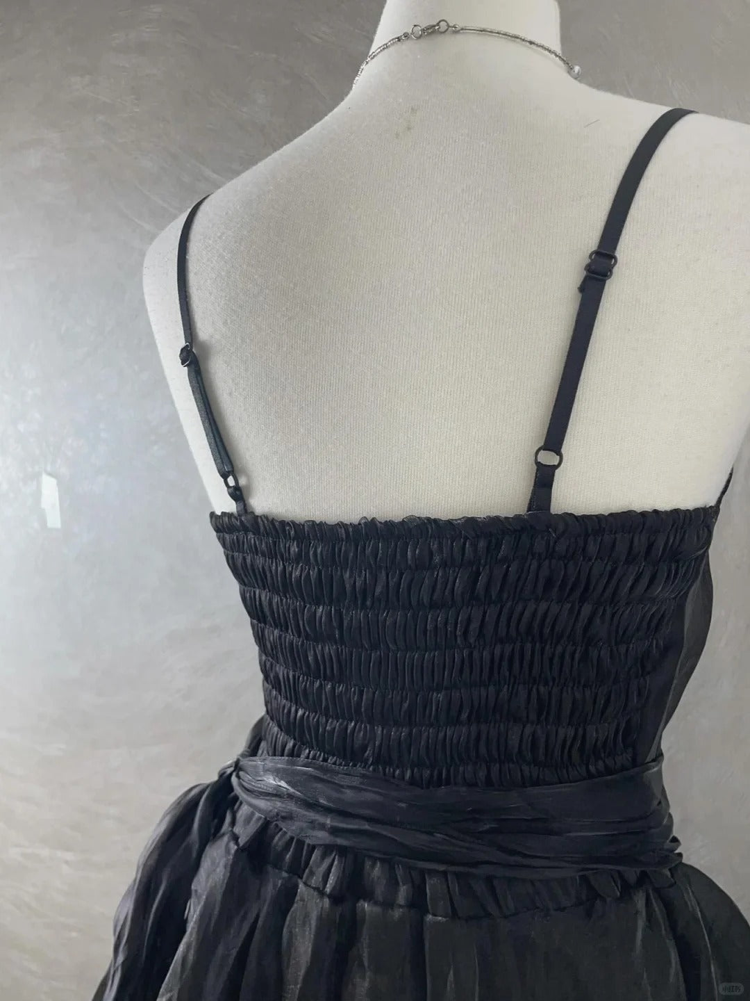 Chic Black Laser Spaghetti Strap Cake Skirt Homecoming Dress P3418