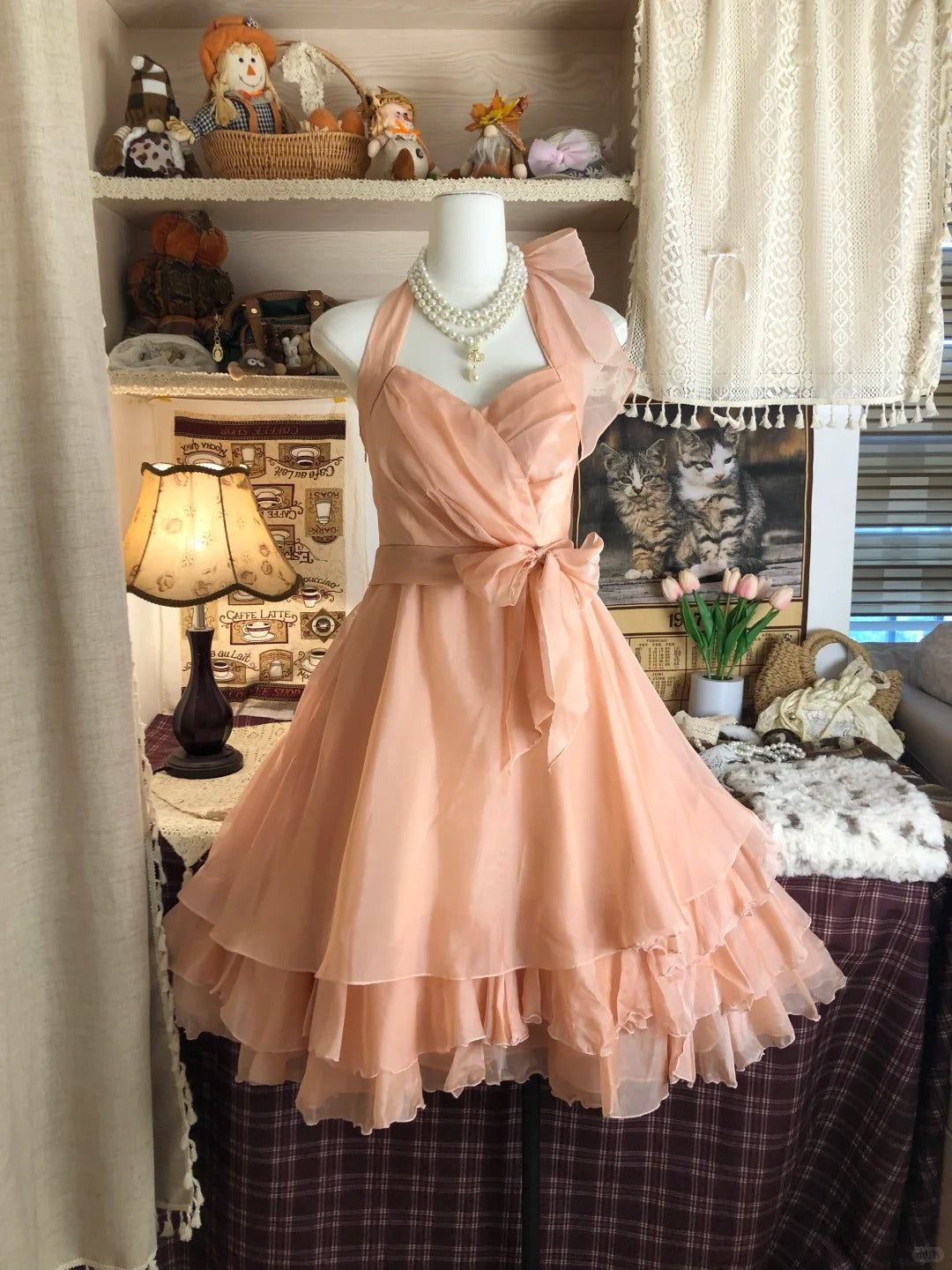 Sweet And Cute Halterneck Pink A-line Homecoming Dress P3421