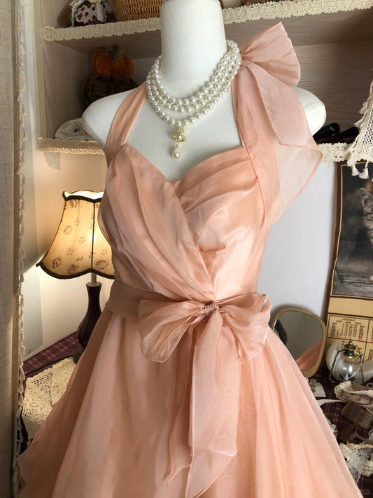 Sweet And Cute Halterneck Pink A-line Homecoming Dress P3421