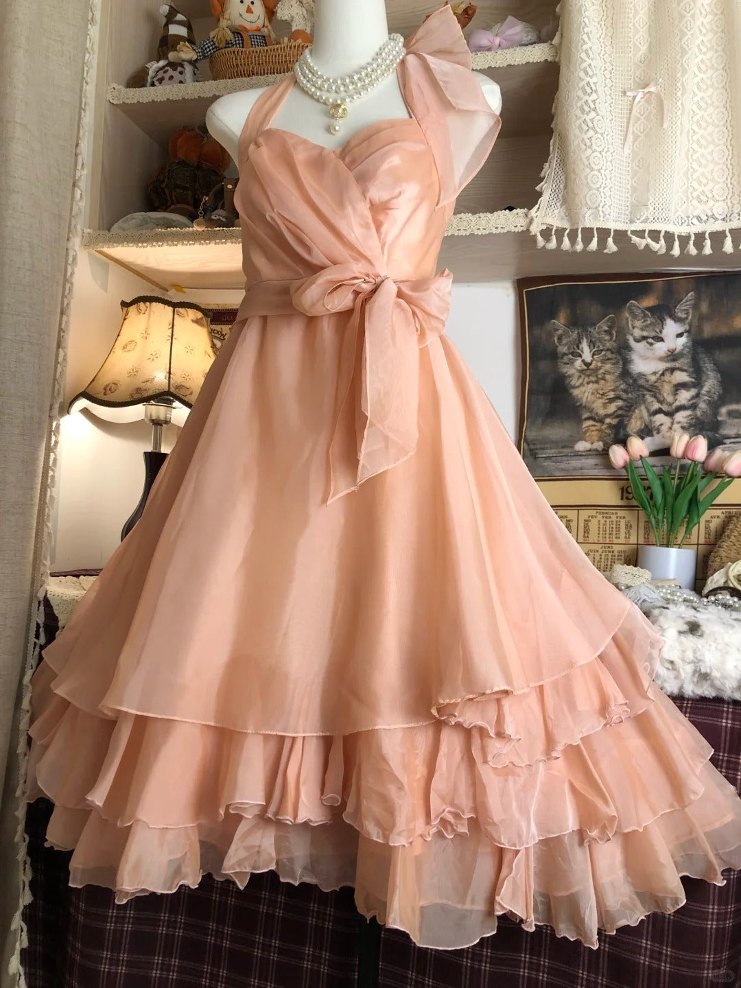 Sweet And Cute Halterneck Pink A-line Homecoming Dress P3421