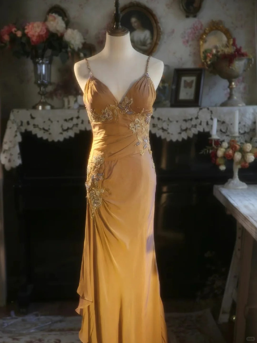 Beautiful Mermaid Spaghetti Strap Beaded Long Prom Dress P3425