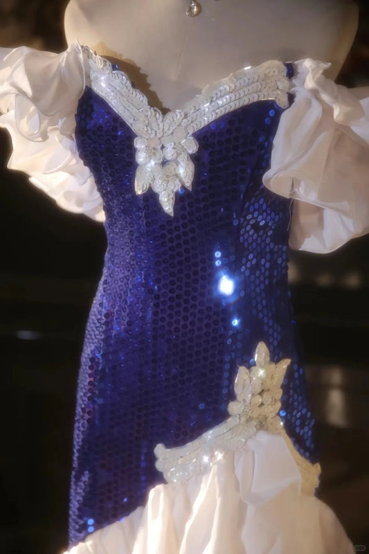 Sparkling One Shoulder Violet Sequin Mermaid Long Prom Dress P3426