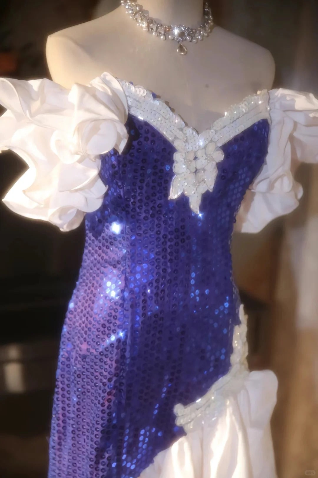 Sparkling One Shoulder Violet Sequin Mermaid Long Prom Dress P3426