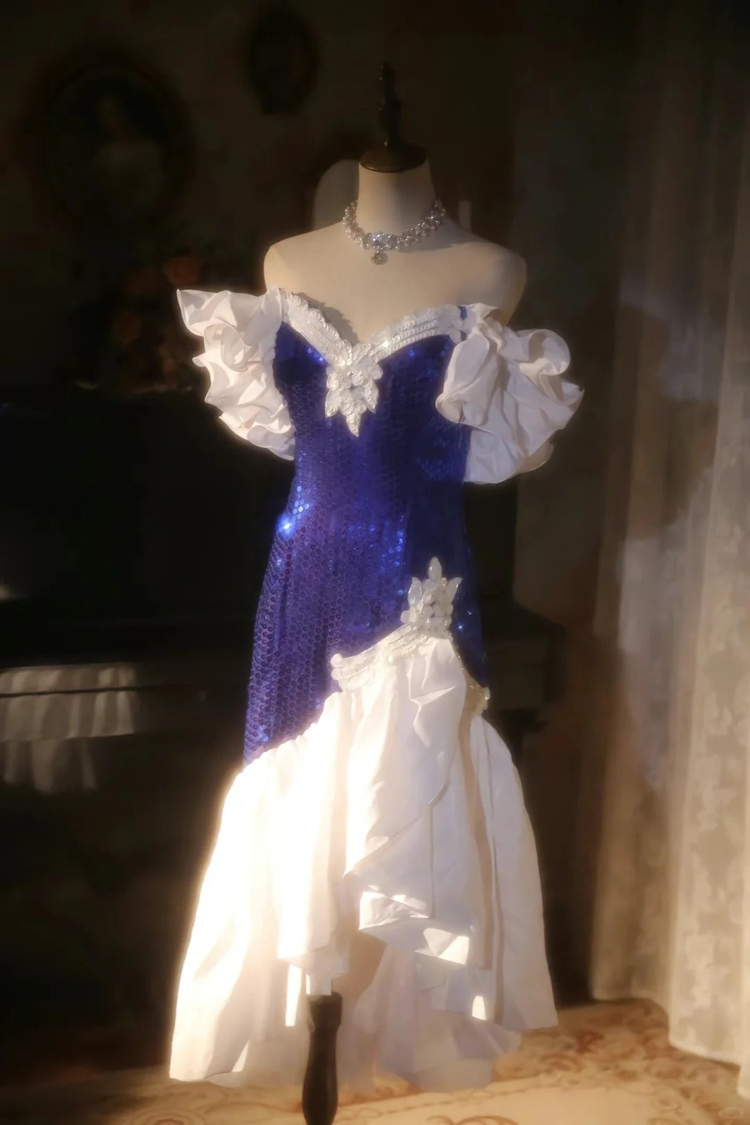 Sparkling One Shoulder Violet Sequin Mermaid Long Prom Dress P3426