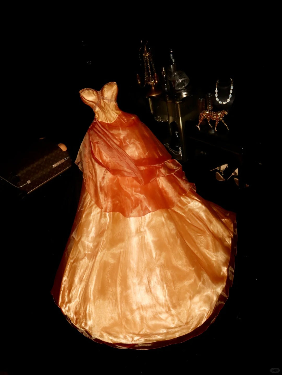 Beautiful Orange Tube Top Puffy Princess Long Prom Dress P3455