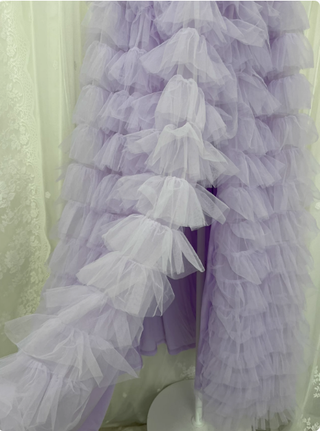 Elegant Purple One Shoulder Sequined Layered Tulle Long Prom Dress P3466