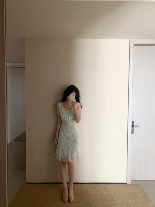 Beautiful Light Green Sleeveless Lace Elegant Birthday Party Homecoming Dress P3487