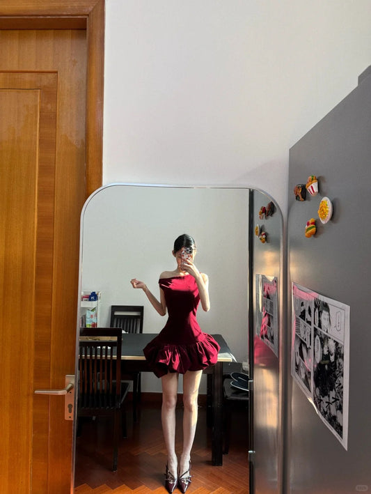 Sexy Red Sleeveless Waisted Flower Bud Skirt 17th Birthday Homecoming Dress P3577