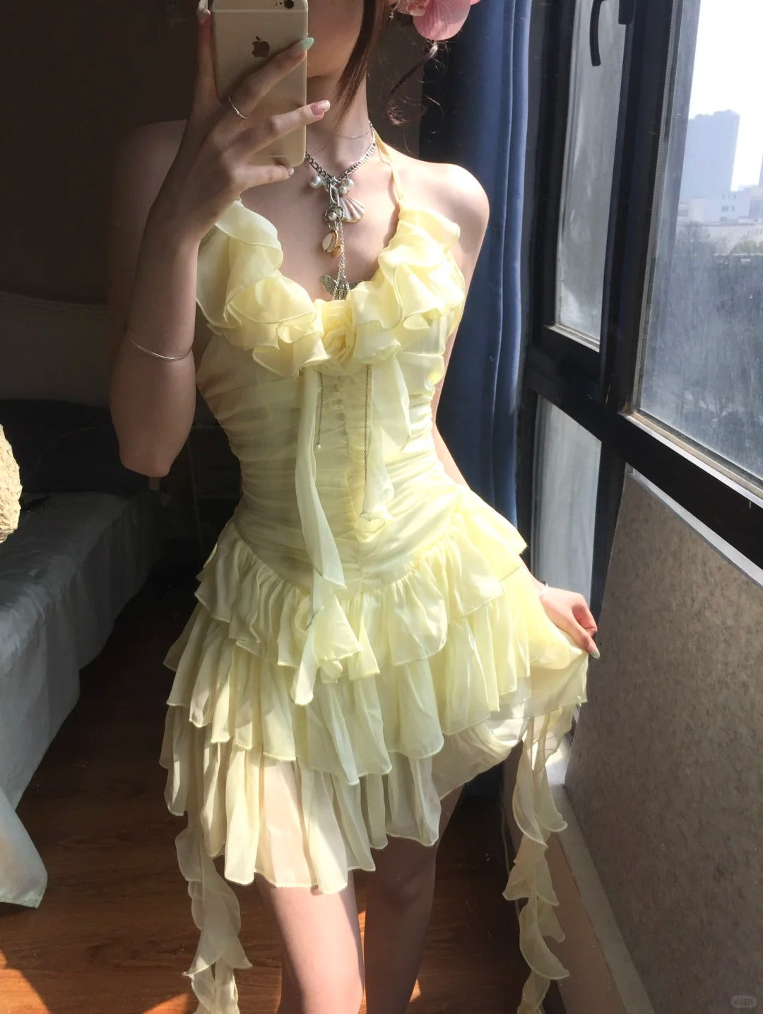 Flowy Yellow Chiffon Ruffle Mini 17th Birthday Homecoming Dress P3584 PreppyDress Flowy Yellow Chiffon Ruffle Mini 17th Birthday Homecoming Dress P3584 PreppyDress