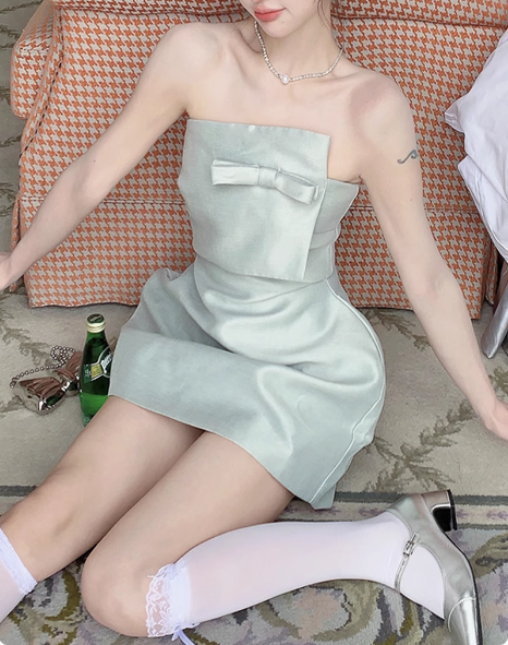 Cute Green Bandeau Waist Mini 17th Birthday Homecoming Dress P3620
