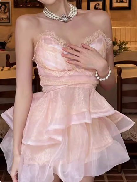 Cute Puffy Pink V Neck Mini Birthday Dress Homecoming Dress P3626 PreppyDress Cute Puffy Pink V Neck Mini Birthday Dress Homecoming Dress P3626 PreppyDress