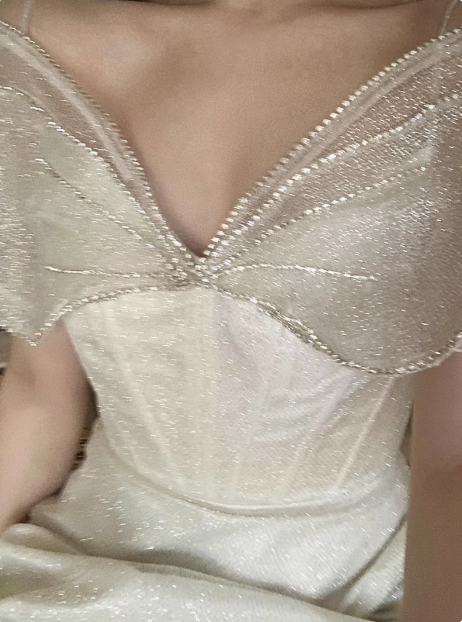 Princess Light Luxury Sling Rhinestone Bow Shiny 17th Birthday Homecoming Dress P3645