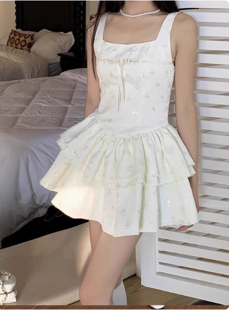 Beautiful White Rose Jacquard Strapless Square Neck A-Line Homecoming Dress P3656