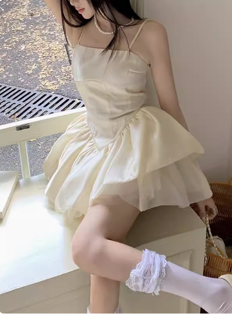 Cute Waist Strap Flower Bud Birthday Dress Homecoming Dress P3657