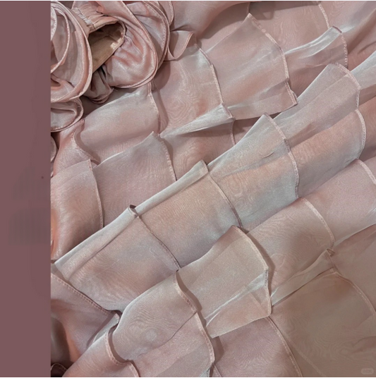 Tender Pink One Shoulder 3D Flower Chiffon Layered Mermaid Prom Dress P3772