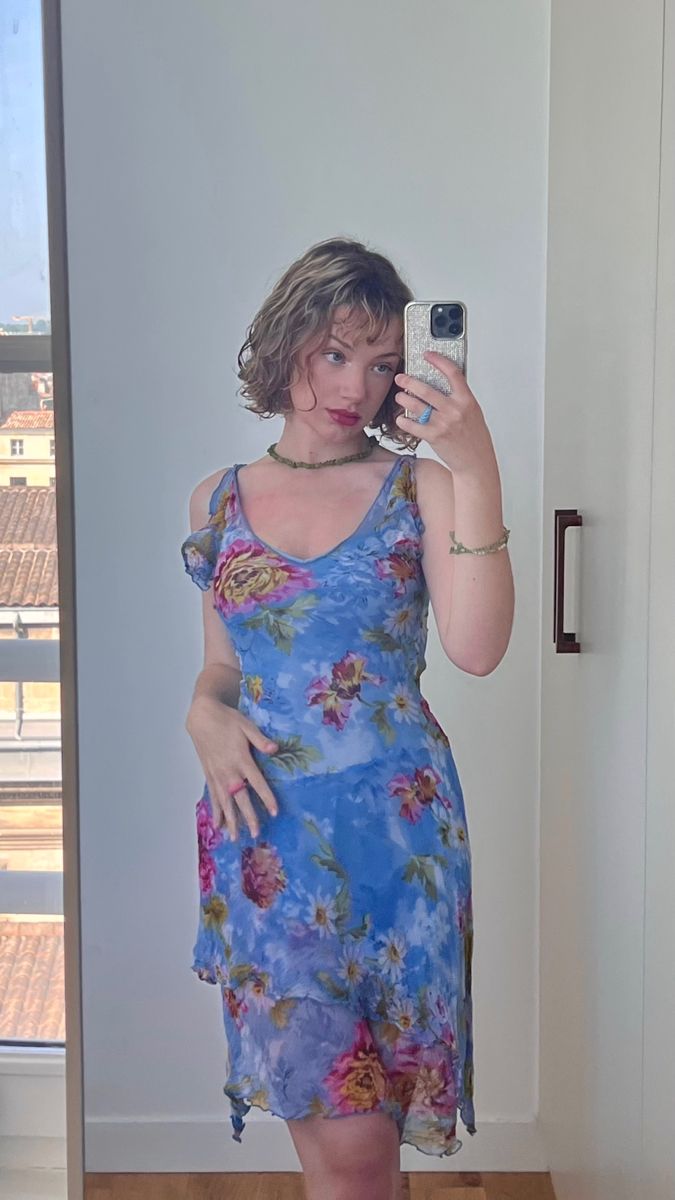 Beautiful Printed Strapless Blue Chiffon Irregular Homecoming Dress P3857
