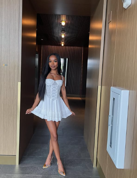 Sweet White Suspender Herringbone A-line 17th Birthday Homecoming Dress P3859