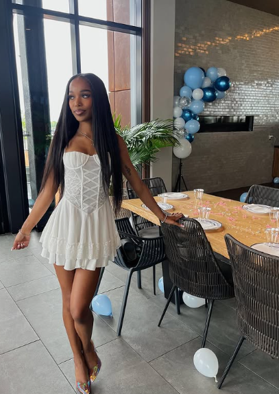 Sweet White Suspender Herringbone A-line 17th Birthday Homecoming Dress P3859