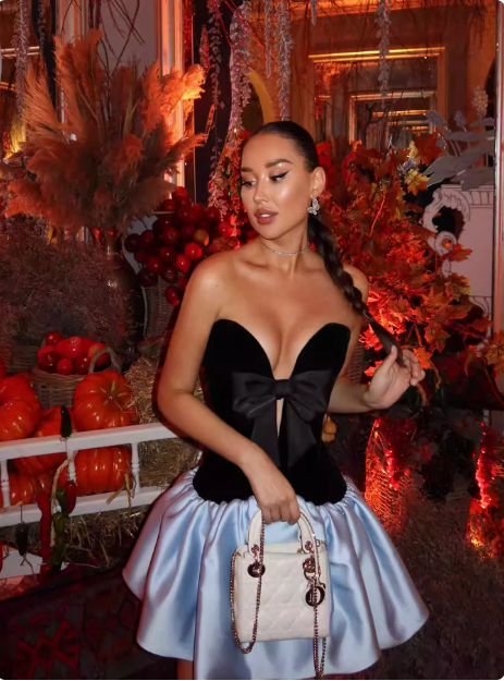 Vintage Black Velvet Bow Light Blue Puffy Birthday Dress Homecoming Dress P3897