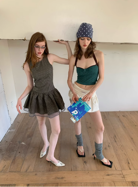 Retro Grey Polka Dot Sleeveless A-line 17th Birthday Homecoming Dress P3903