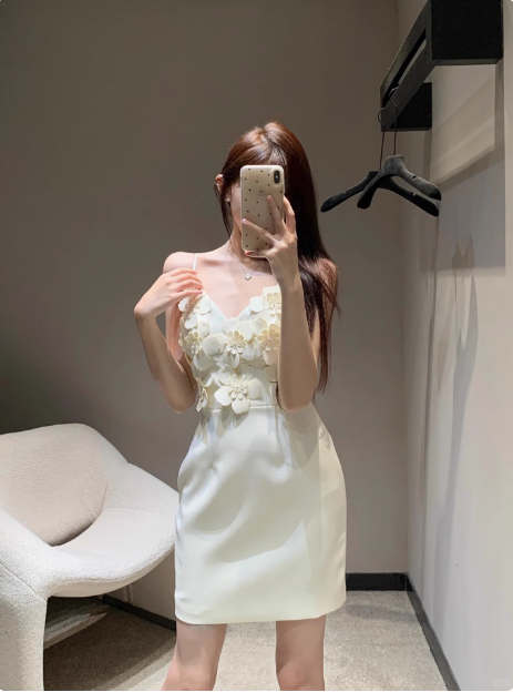 Unique Beautiful Three-dimensional Flower Sling Satin Birthday Dress Homecoming Dress P3910