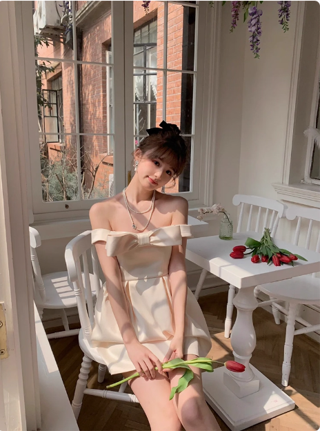 Princess Bow Satin One Shoulder Birthday Dress Homecoming Dress P3913