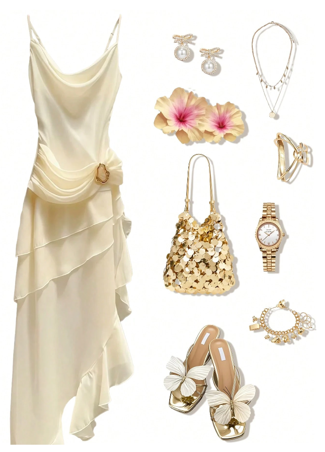 Elegant Chiffon Ivory Strap Irregular Birthday Dress Homecoming Dress P3923