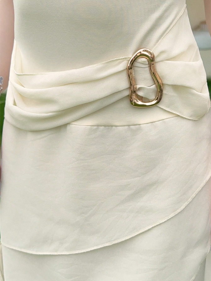 Elegant Chiffon Ivory Strap Irregular Birthday Dress Homecoming Dress P3923