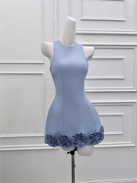 Elegant 3D Flower Satin Birthday Dress Homecoming Dress P3962