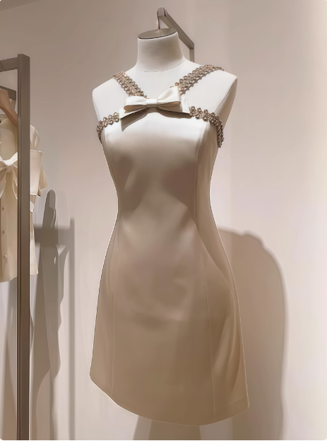 Sweet Bow Satin Slim Birthday Short Skirt Homecoming Dress P3967