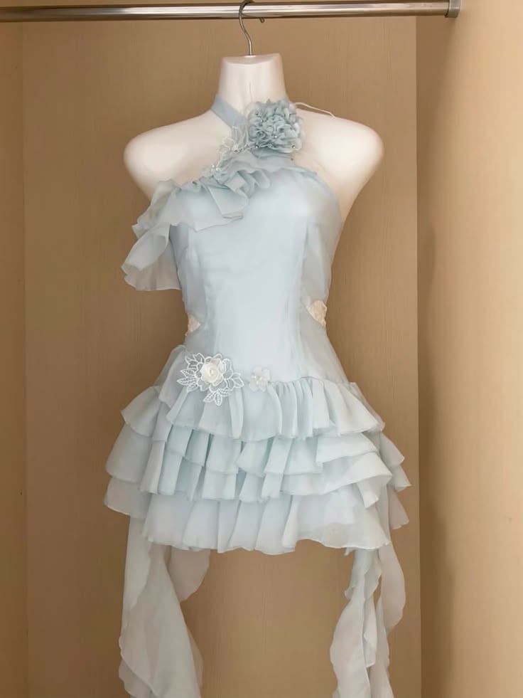 Pretty Homecoming Dress Light Blue A Line Halter Pleated Cocktail Dress Short Birthday Party Dress P4982