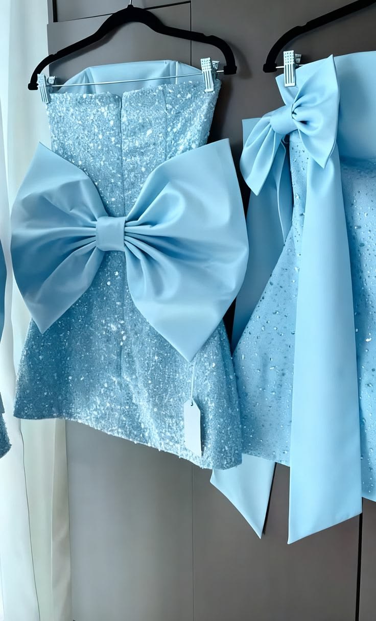 Shiny Homecoming Dress A Line Blue Strapless Cocktail Dress Short Birthday Party Dress P4989
