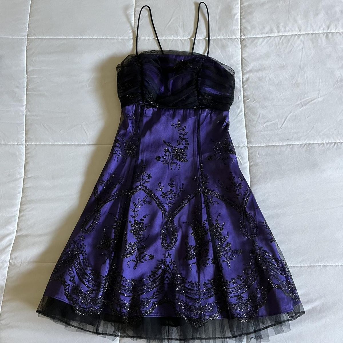 Charming Homecoming Dress A Line Purple Spagehtti Straps Tulle Cocktail Dress Short Birthday Party Dress P4990