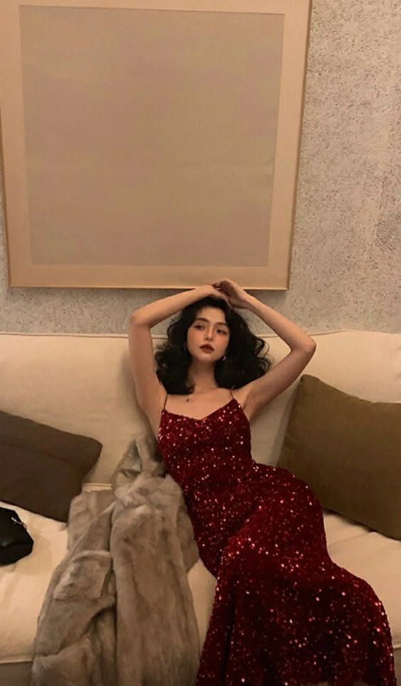 Sexy Mermaid Red Party Dresses Sequin Red Prom Dresses P702