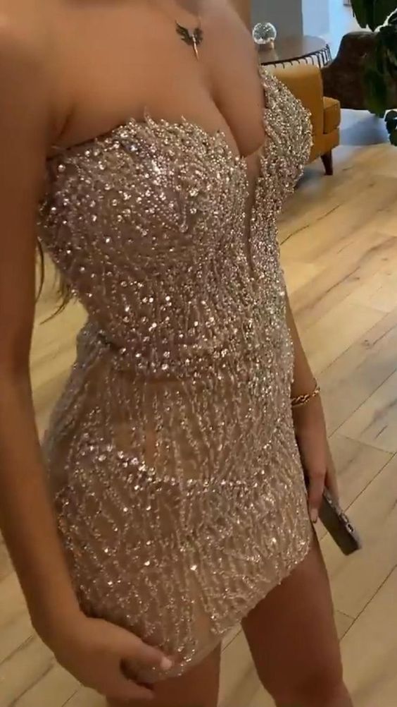 Sexy Strapless Champagne Birthday Dresses Bling Birthday Outfits P793 - Same as Picture / US2 Sexy Strapless Champagne Birthday Dresses Bling Birthday Outfits P793 - Same as Picture / US2