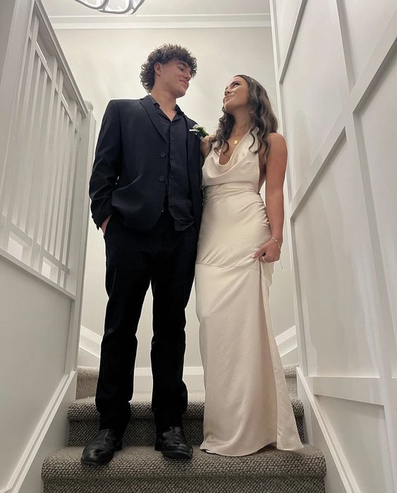 A line Ivory Backless Evening Party Dress Long Halter Prom Dress P831 A line Ivory Backless Evening Party Dress Long Halter Prom Dress P831