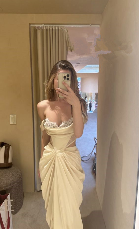 Sexy Mermaid Strapless Long Chiffon Prom Dress P986 – PreppyDress