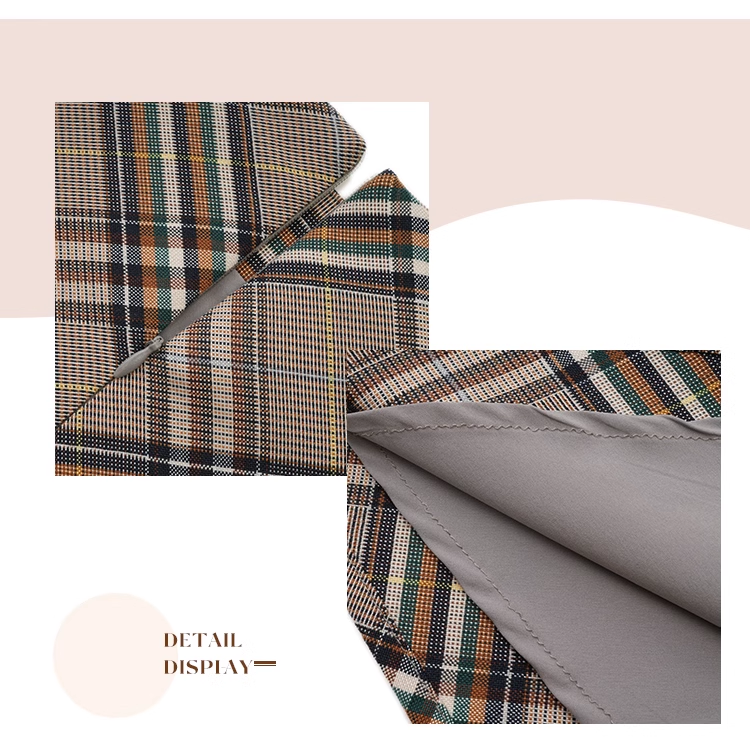 Sexy Maillard High Waist Slim Plaid A-Line Skirt American Retro Hip Cover Skirt for Women P348